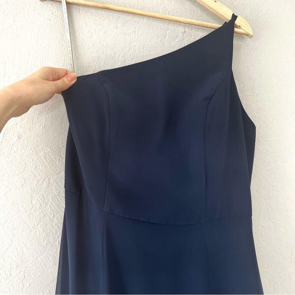 Jenny Yoo Kora Asymmetric One Shoulder Gown in Navy - Picture 4 of 11